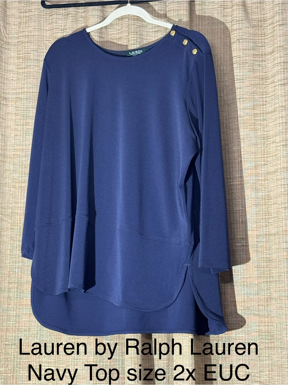 Lauren Ralph Lauren Navy Long-Sleeve Tunic with Gold Shoulder Buttons